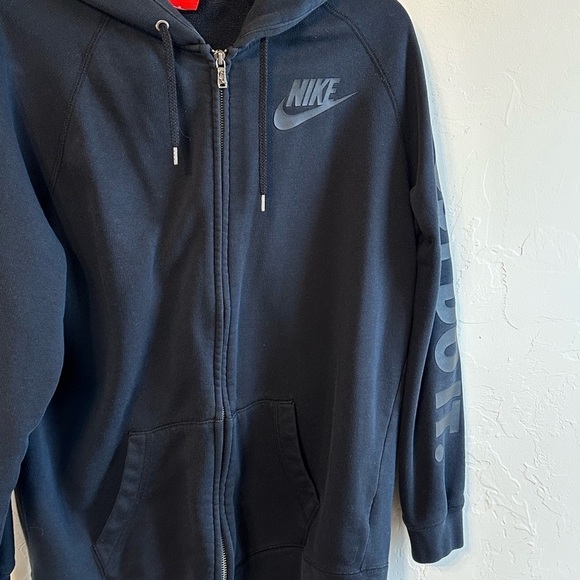 Nike Black Full Zip-Up “Just do it” Unisex Hoodie Sz M - Picture 3 of 12